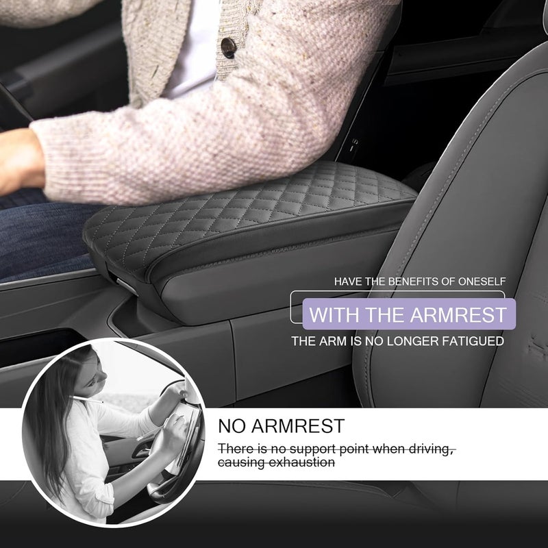 LUWU Center Console Cover Compatible with 2024 2025 2026 Hyundai Santa Fe Accessories Santa Fe Armrest Cover 2025 2026 Santa Fe SE/SEL/XRT/Limited/Calligraphy Armrest Console Cover Soft Leather (Black) - Image 3